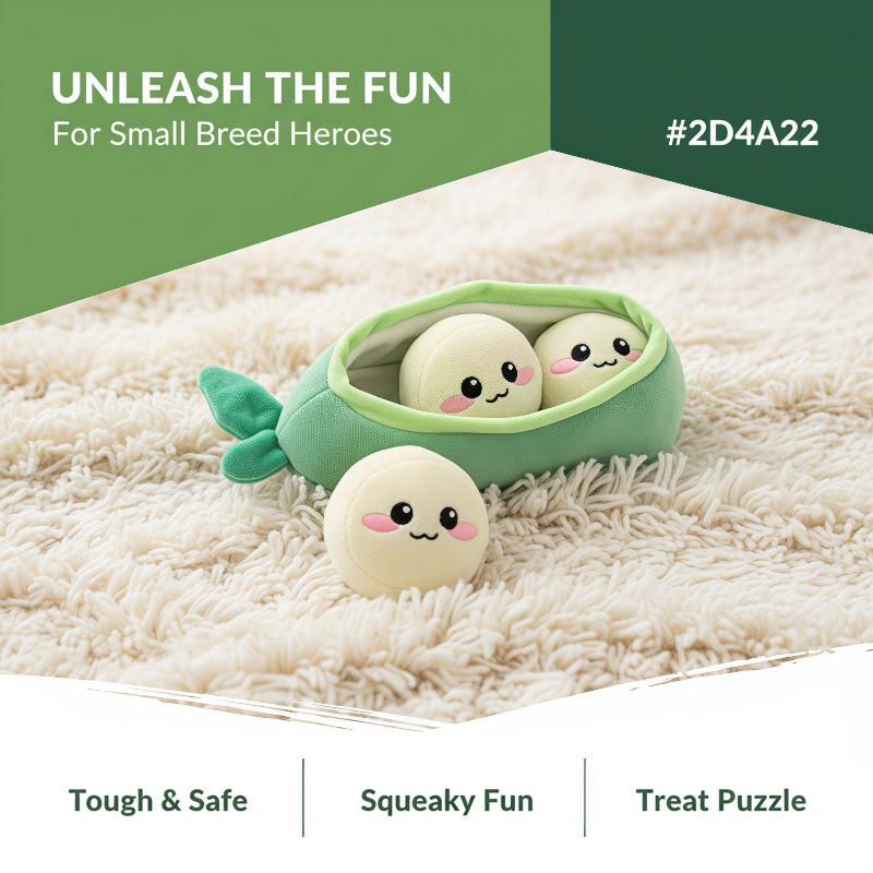 Interactive Squeaky Plush Dog Toy - 1 Stuk Kleine Honden Erwtenkapsel Pluche