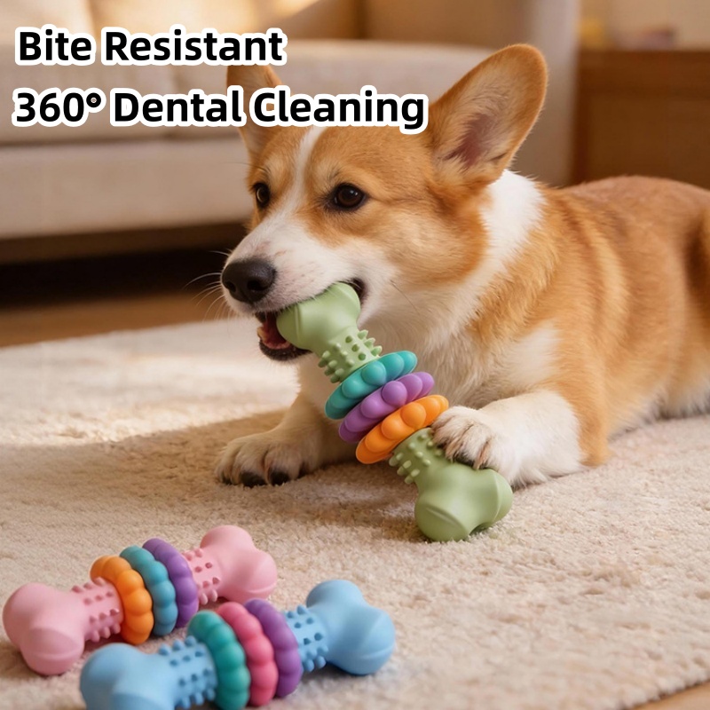 Teeth Cleaning Dog Chew Bone - Duurzaam TPR hondenkauwspeeltje in botvorm, bijtbestendig,