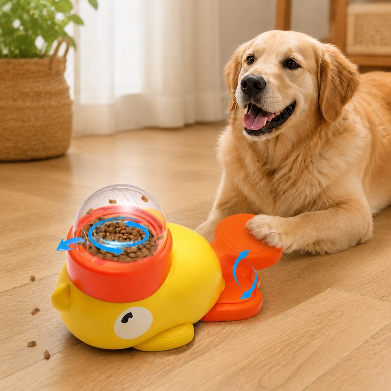Dog Puzzle Feeder Toy - Interactief speelgoed voor huisdierentraining met cartoon-eendvorm,