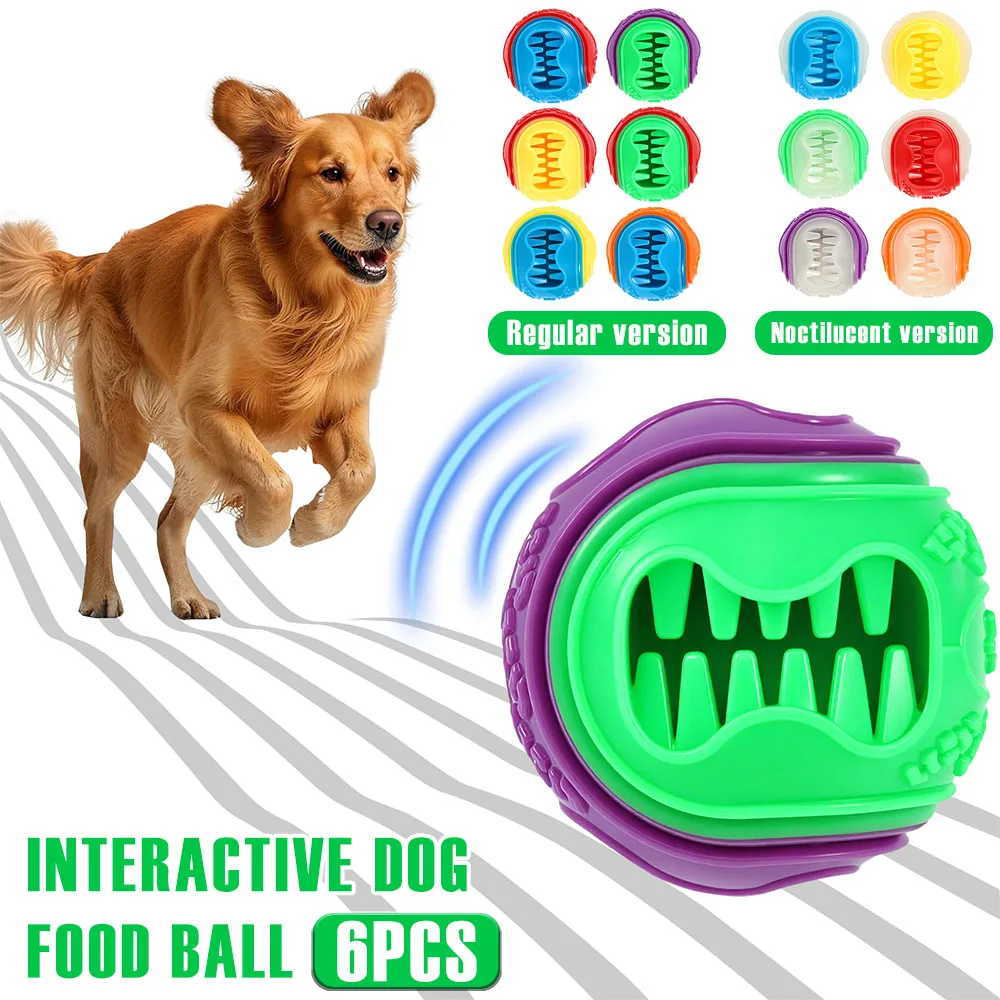 Rubber Treat Dispensing Dog Toy - 6 stuks interactieve hondenvoerbal rubberen speel-