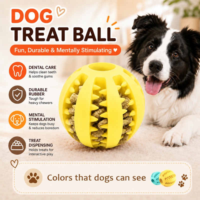 Rubber Treat Dispensing Dog Toy - 1 Stuks Hondenspeelgoed Bal Interactieve Voedsel