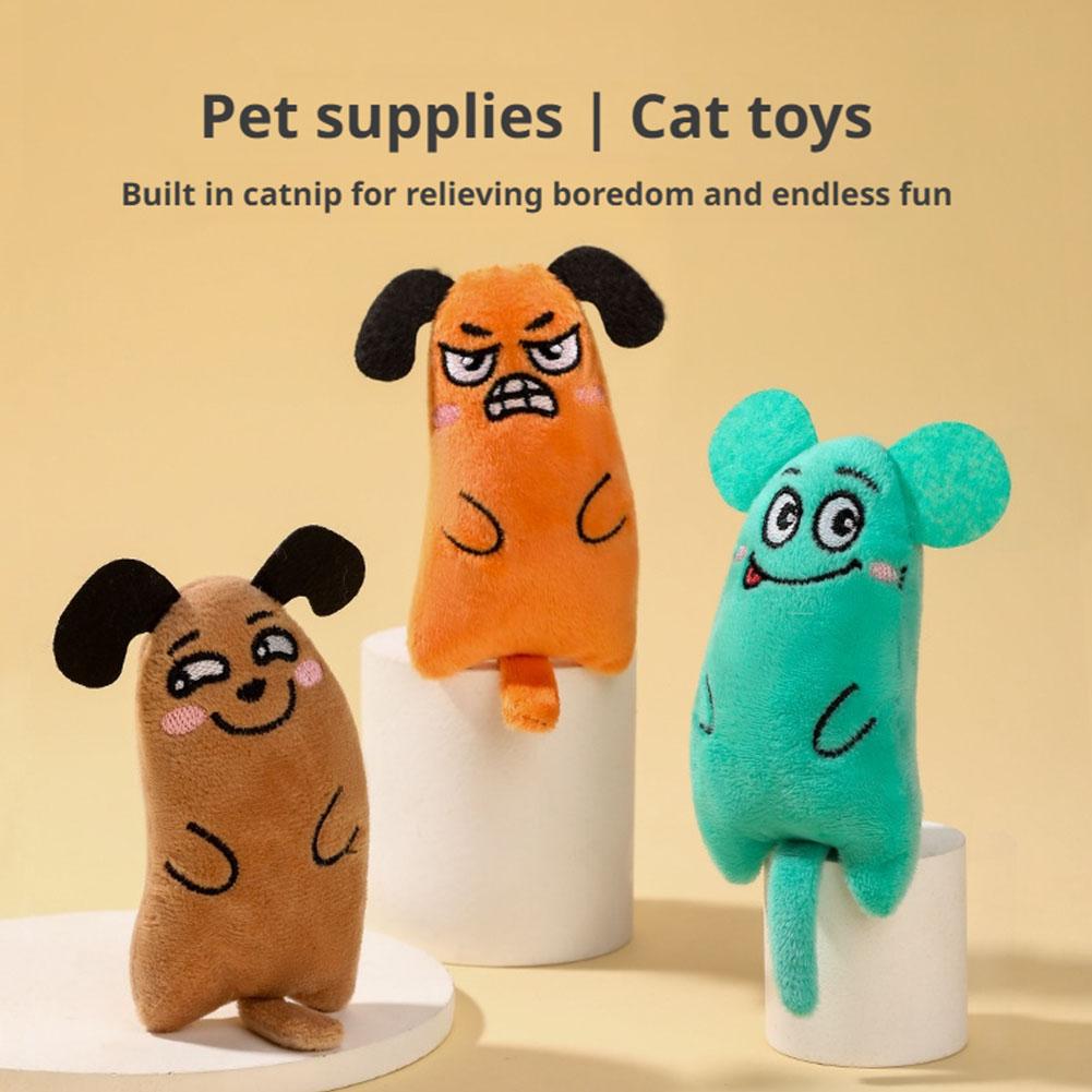 Catnip Interactive Plush Mouse - Cartoon Expressie Kattenspeelgoed Pluche Dierbenodigdheden Ingebouwde