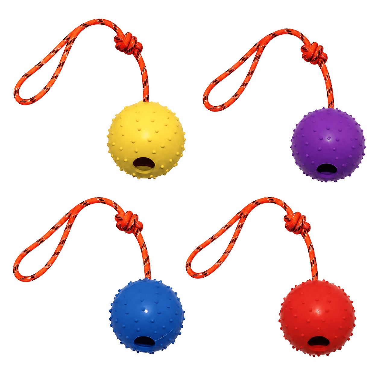 Dog Rope Toy Aggressive Chewers - 2-pack duurzame rubberen hondenballen met touw,