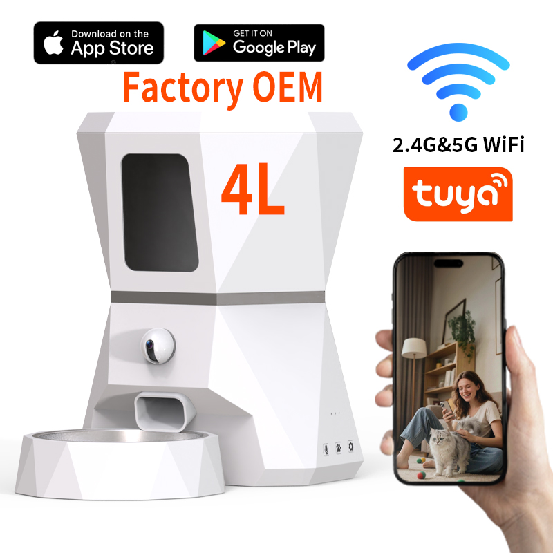 Pet Feeders - Topkwaliteit 4L Tuya APP-gestuurde WIFI automatische